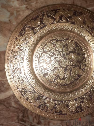 طبق هندى نحاس قطر١٥سم  ختم ملكى وصناعه خلفى توريد فندقى