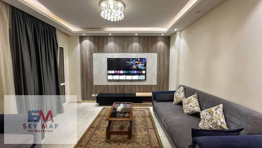 Furnished rental in Madinaty: Super-lux finishes and hotel-style furnishings.  124 sqm studio with a 50 sqm garden in Zone B3; fully air-conditioned.