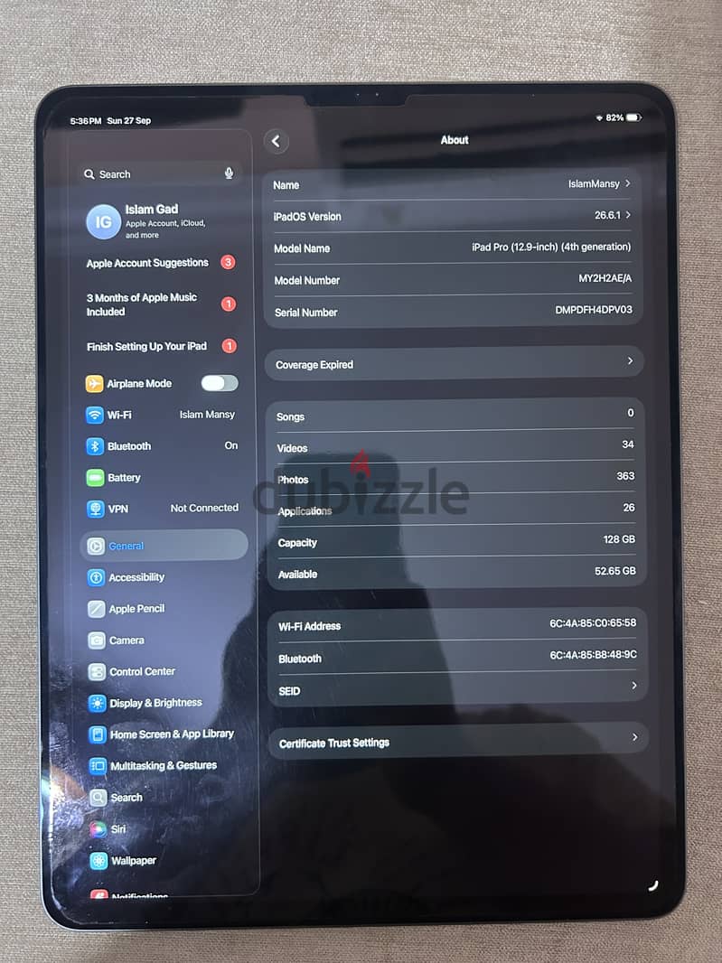 Ipad pro 12.9 4th Generation + Apple Pencil 2nd Generation 2