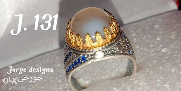 عرض خاص خاتم فضة 925 مرصع بحجر القمر