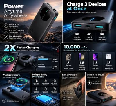 JOY ROOM 10000mAh 2.4A LED Power Bank JR-