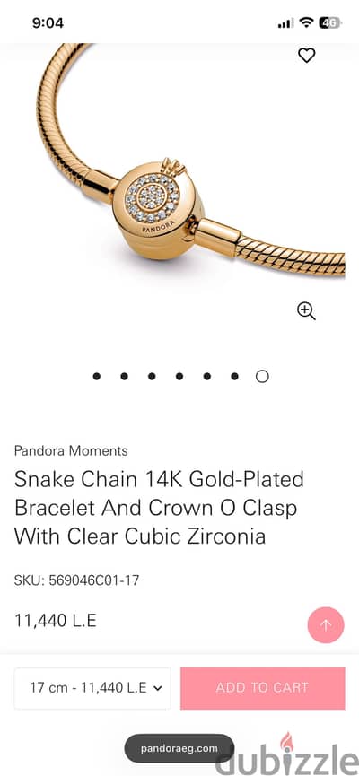 Original Pandora Gold Bracelet and charm in very good condition