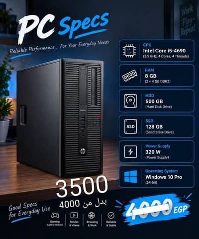 كيسه HP ProDesk كمبيوتر مكتبي للبيع بحالة جيدة