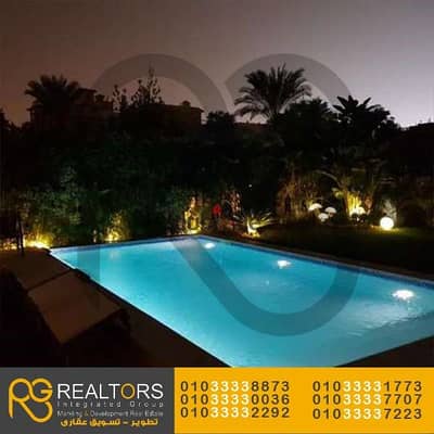 Detached villa (560 sqm) for sale in Darah Gardens Compound; high-end luxury finishing; located next to the Shooting Club on the main Gamal Abdel Nass