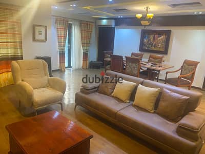 For garden lovers – a stunning apartment for rent in Al Rehab 2    Phase Nine – a prime location next to Avenue Mall   Distinctive apartment 169m + garden  fully furnished with modern furniture  fully air-conditioned  3 bedrooms including a Master room  3 bathrooms  distinctive view  ground floor with garden gives you space and