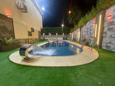Detached villa with swimming pool for rent furnished in Al Rehab Model C