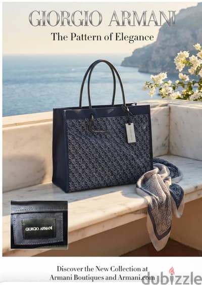 GIORGIO ARMANI Tote Bag Handbag Black Canvas Logo Women's