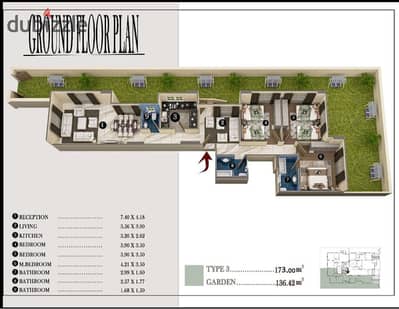 Ground floor apartment with a garden, immediate delivery in Bayt Al-Watan