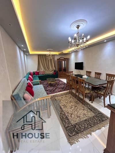 Furnished apartment for rent in Al Rehab; first-time occupancy, custom finishes, located opposite the Food Court. Fully air-conditioned, featuring pre