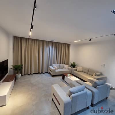 Furnished apartment for rent in Madinaty in El Briefado, ground floor with private garden, hotel-style furnishing