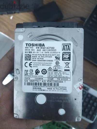 هارد لابتوب Toshiba 500GB 7200RPM حالة ممتازة
