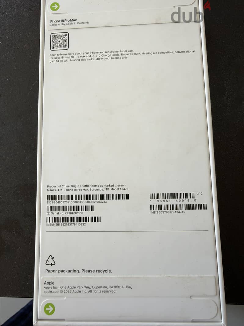 Apple - iPhone 18 Pro Max 1 tera byte sealed 1