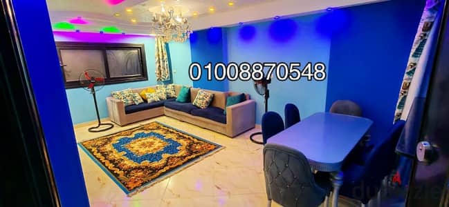 Furnished apartment for rent in Maadi, 10th Street, near the metro station. It consists of two bedrooms, a reception, a bathroom, and a kitchen. Air conditioning in the bedroom. Sixth floor, elevator.