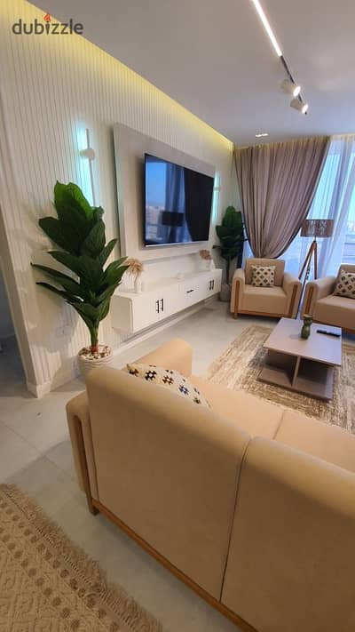 Furnished apartment for rent in Rehana Avenue Compound, Zahraa El Maadi; hotel-style furnishing.