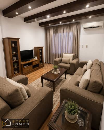 Furnished apartment for rent in Al Rehab, in a prime location close to all amenities and transportation options, featuring high-end finishes