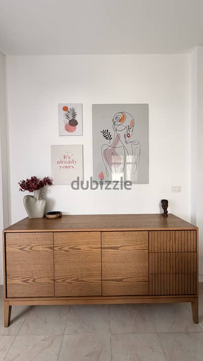 Solid Beech Wood Modern Buffet