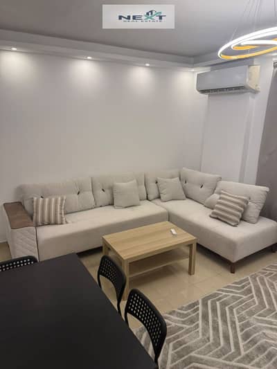 For rent in Madinaty, a furnished studio apartment of 50 sq m, 1 bedroom + 1 bathroom, high-end finishing, modern furnishings, first occupancy, ground