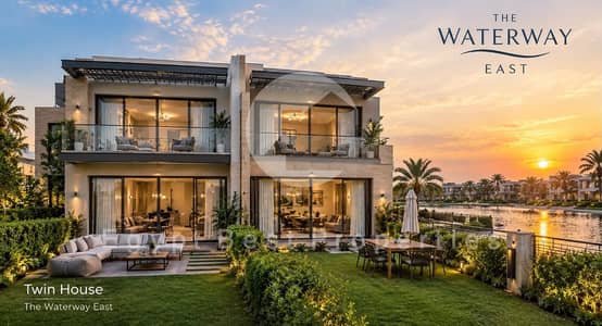 TWINHOUSE FOR SALE WITH LARGE ROOF IN PRIME LOCATION OVER 8 YRS IN THE WATERWAY IN NEW CAIRO