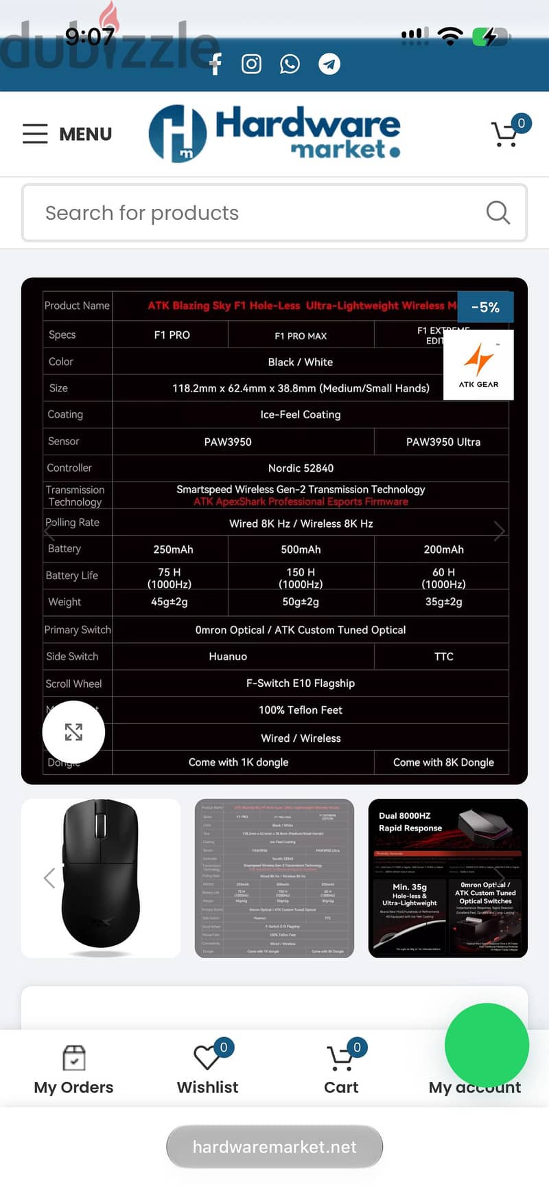 Atk f1 pro with 8k hz dongle 2