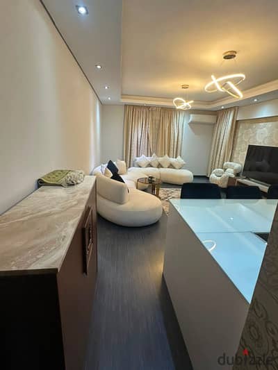 Furnished apartment for rent in Al Rehab, 99 sqm, with fully customized high-end finishes.