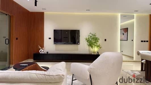 Available for rent, furnished in Madinaty, a hotel apartment with an area of 211 square meters, 3 bedrooms + 3 bathrooms