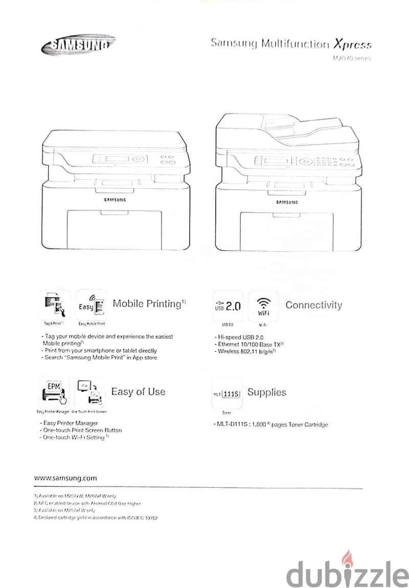 samsung m2070 printer & scanner used as new 3