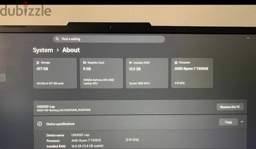 ASUS TUF Gaming A15 – RTX 4060 1