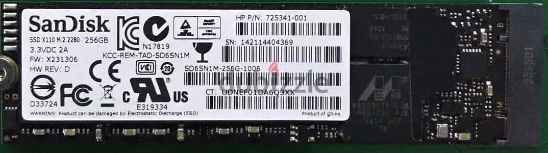هارد SSD SanDisk 256GB M. 2 2280 – استعمال خفيف، Health 97%، شغال كويس
