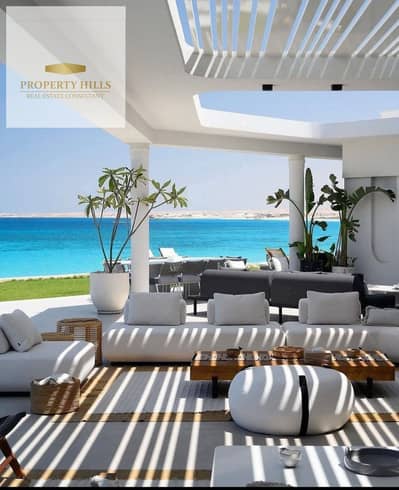 The last chalet for sale at the old price in Hacienda Ras El Hekma in the heart of the North Coast, seeing the sea from all directions, completed with air conditioning and kitchen, ultra-super lux finish.