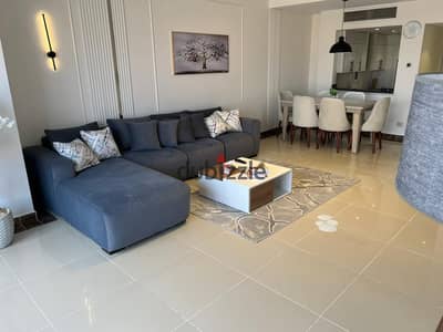 دوبلكس فاخر مفروش بالكامل للايجار في Porto New Cairo | 150 متر | 2 غرفة نوم | الدور 7 و8 | اطلالة بانورامية على Park Mall و90 وAUC في التجمع الخامس