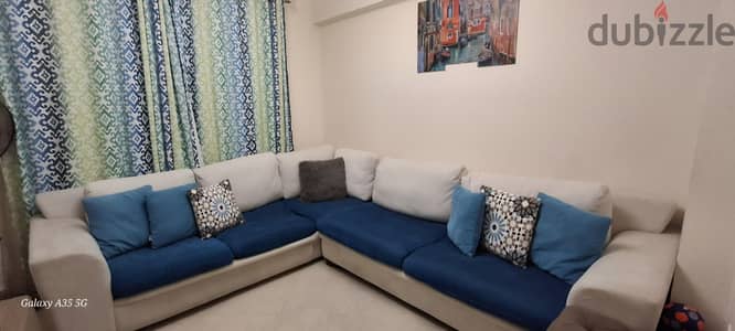 طقم كرنر Divano بيج – كنبتين 200×260 | حالة ممتازة