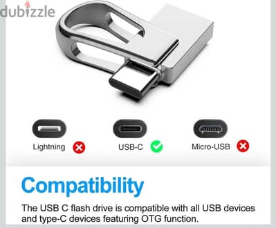 2TB USB C Flash Drive Dual Port USB 3.0 for Phone Computer Tablet
