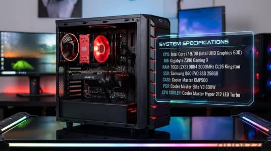 (Intel Core i7 9700)_(Gigabyte Z390 Gamingx)_(RAM 16GB DDR4)(SSD 256GB