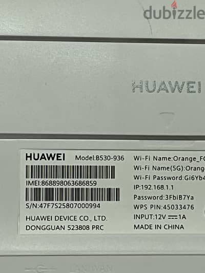 HUAWEI Model:B530-936 (orange 4G) never used