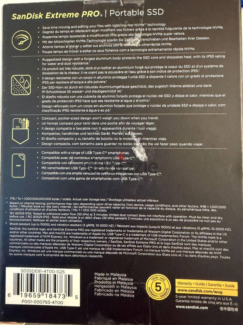 SanDisk Extreme Pro Ext SSD 2000MB/s 4TB 1