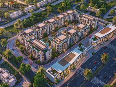 100 sqm apartment for sale in One District Compound, at the heart of Sheikh Zayed, next to Al Ahly Club and Al Thawra Al Khadra Street. 5% down paymen