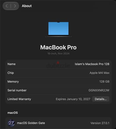 Macbook pro m4 max 16" - 128gb ram - 2tb ssd