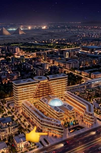 محل للييع دور ارضي علي البلازا بمساحة داخليه 12م ومساحة خارجية 11م في مول Giza crown tower حدايق اكتوبر October gardens