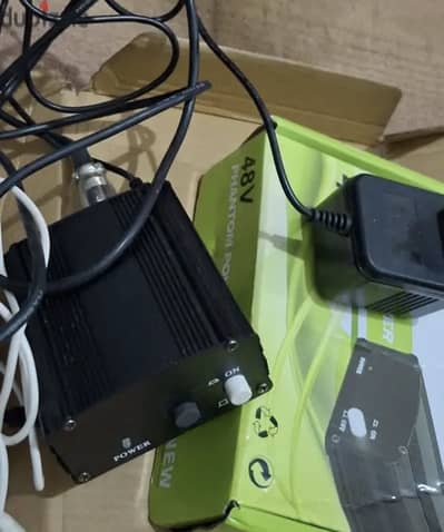 كالجديد bm800 Condenser+Sound Card + 48V Phantom Power طقم ميكروفون