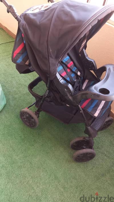 Mothercare U-Move Black Stripes Pushchair – Like New