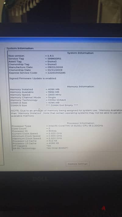 DELL VOSTRO COR I3 8TH GEN