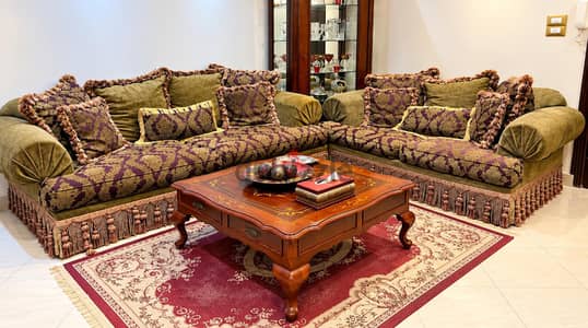 انتريه مودرن سيمي كلاسيك + ترابيزة زان + سجادة صوف النساجون الشرقيون