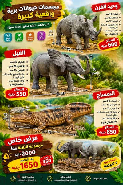 مجسمات حيوانات بلاستيك واقعية