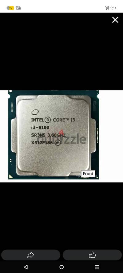 processor i3 8100  بحاله ممتازه