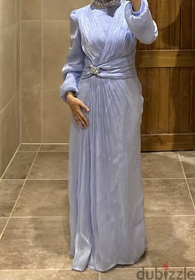 metallic blue dress