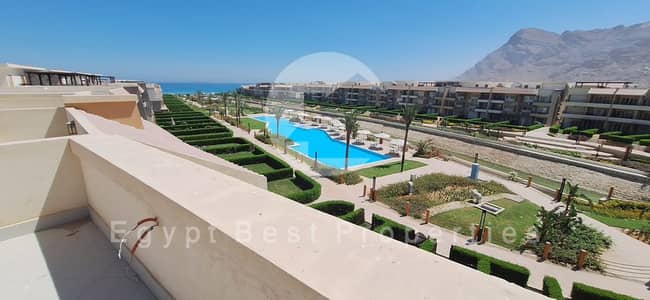 BEST PRICE Sea & Pool View 2BD+Roof Semi Furnished Upper Chalet For sale in Murano Ain Sokhna