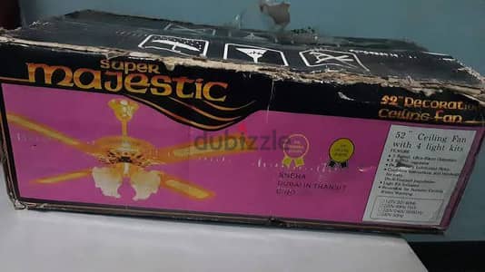 مروحة سقف أباجورة كلاسيكية ماركة Super Majestic