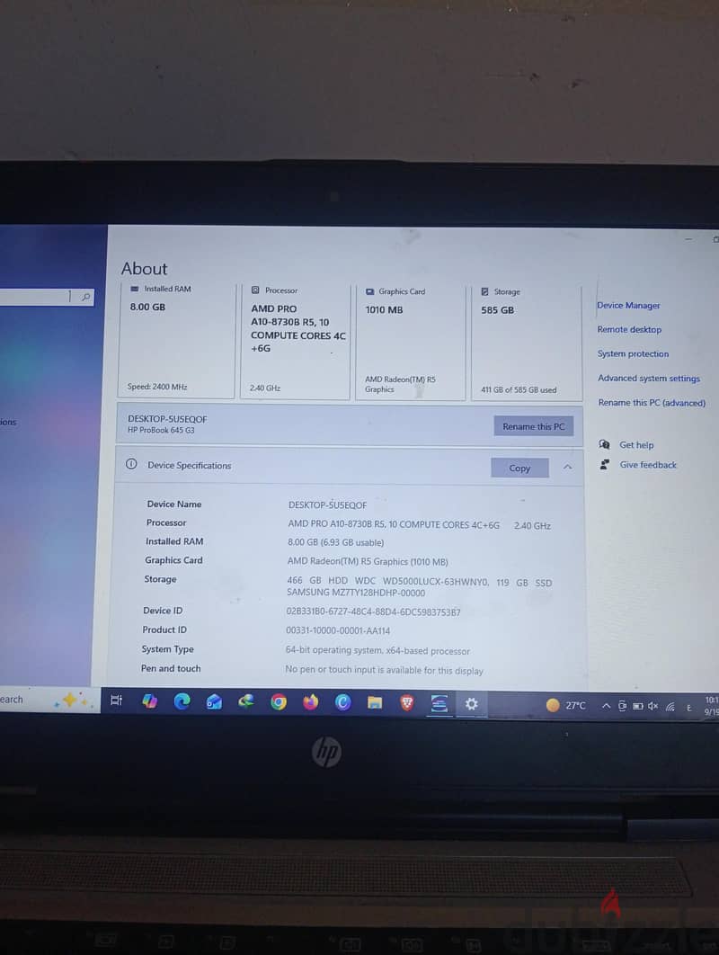 Hp pro book 645 G3 4