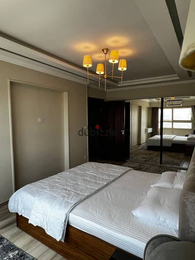 Furnished air-conditioned apartment with swords, 3 rooms, and reception, 2 bathrooms, first residence, floor 3