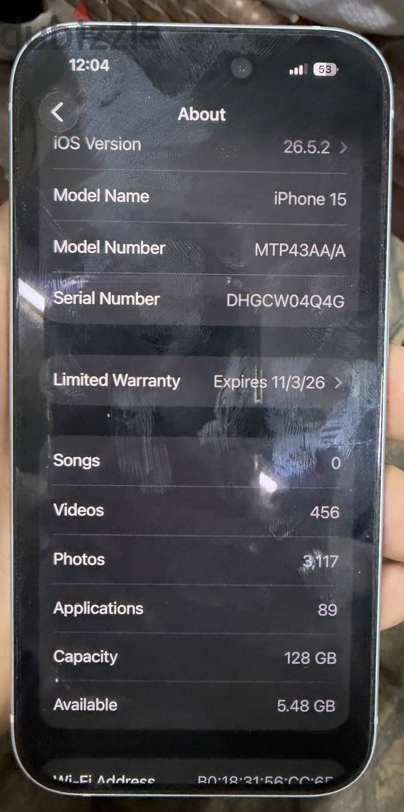iPhone 15 128 100% 1